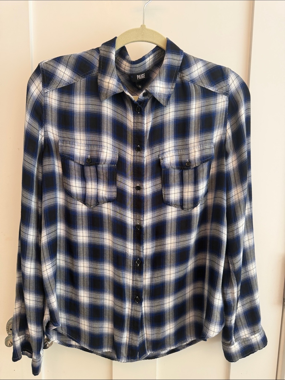Paige women’s blue Plaid Button-Up Shirt